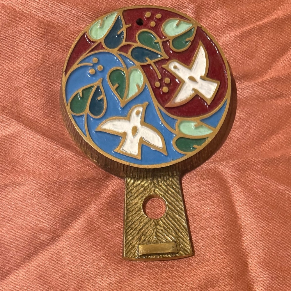 1971 Ecology Designs Israel Doves & Leaves Brass Wall Decoration